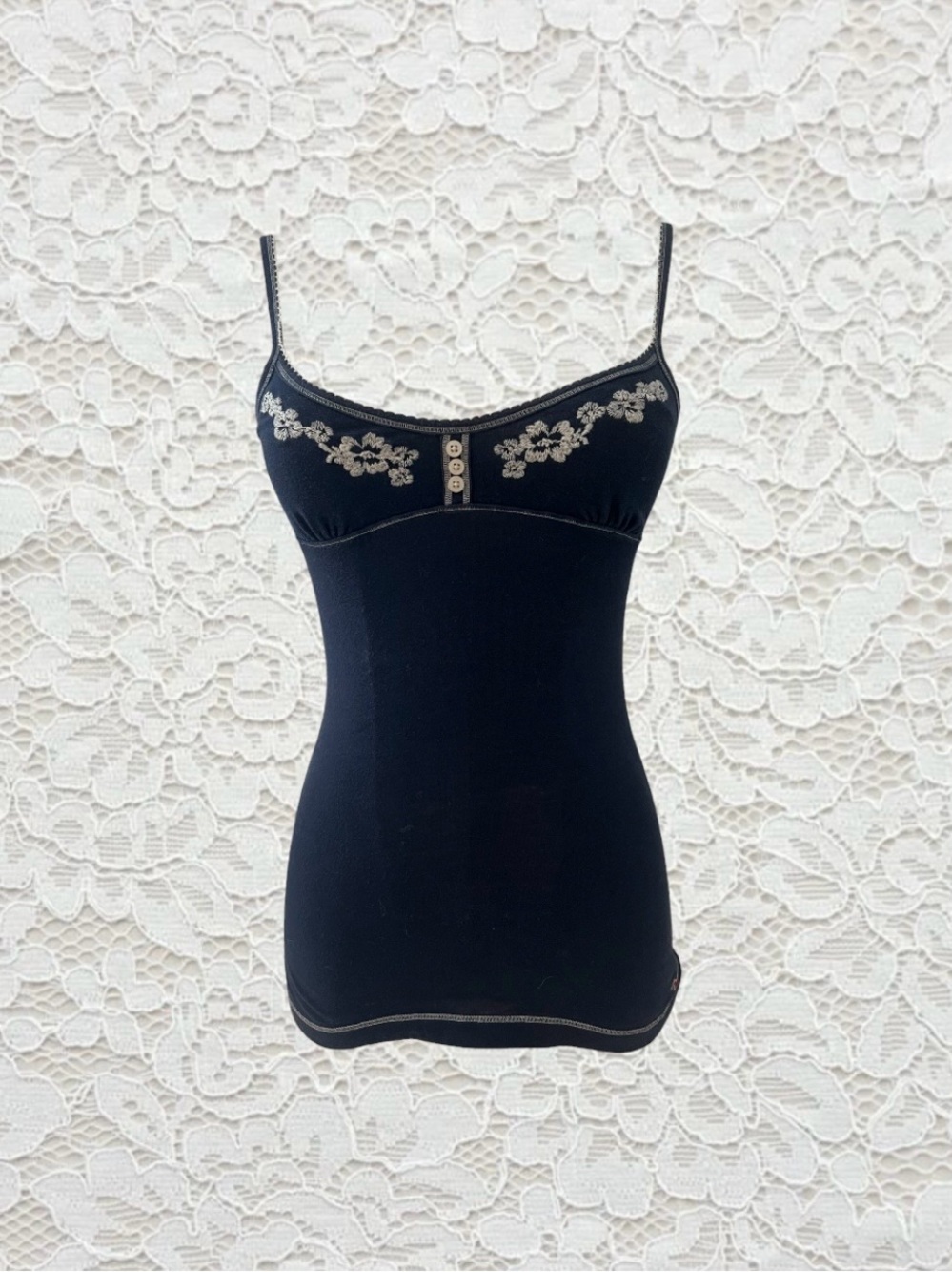 vintage grail hollister navy blue babydoll cami tank top